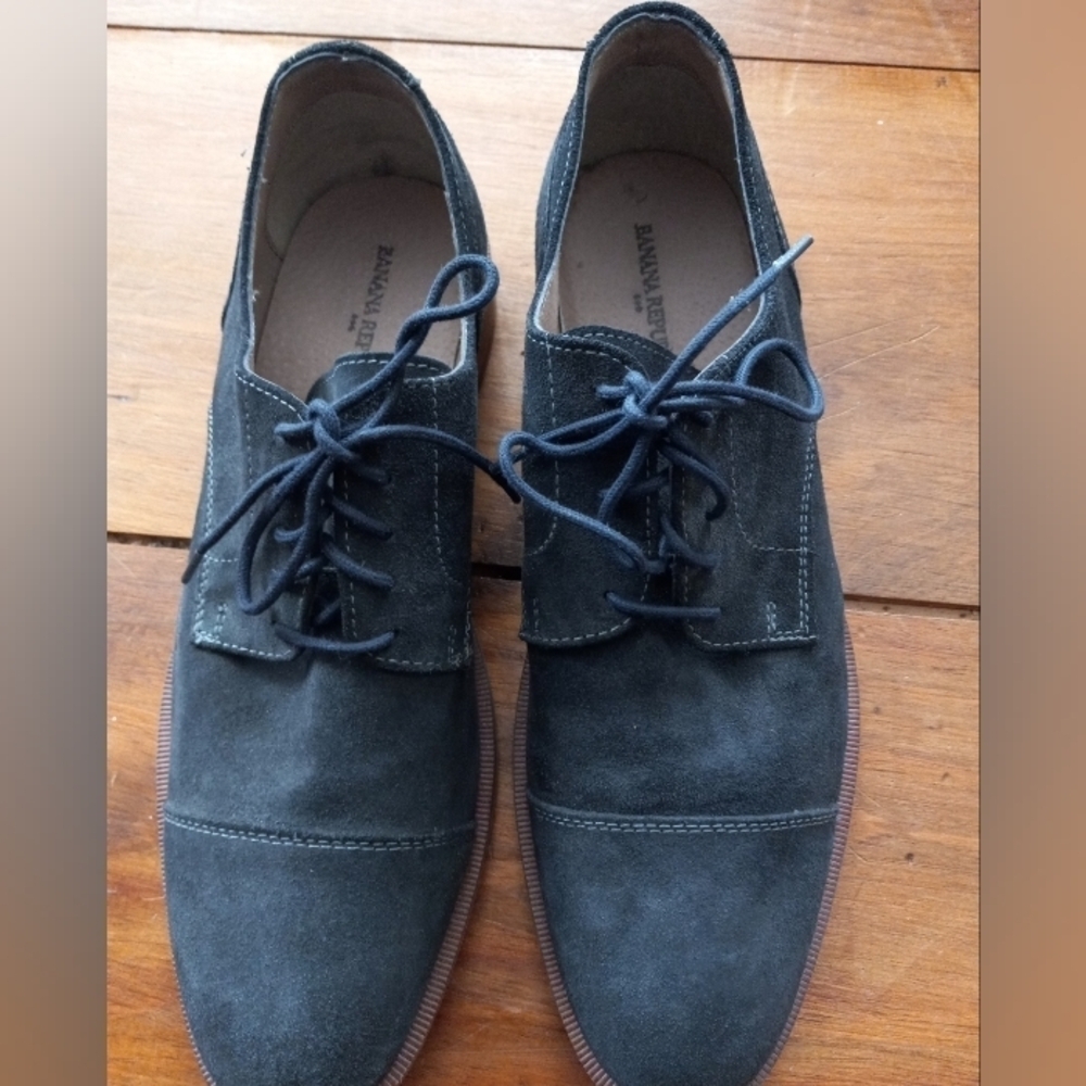 Men’s Banana Republic Mens Suede Leather Oxford Dress Shoe Gray Sz US 9M